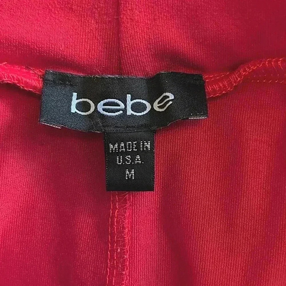 Vintage Bebe Womens Med Peplum Ruffle Stretch Mini Skirt Red Party Work Casual - Picture 4 of 5